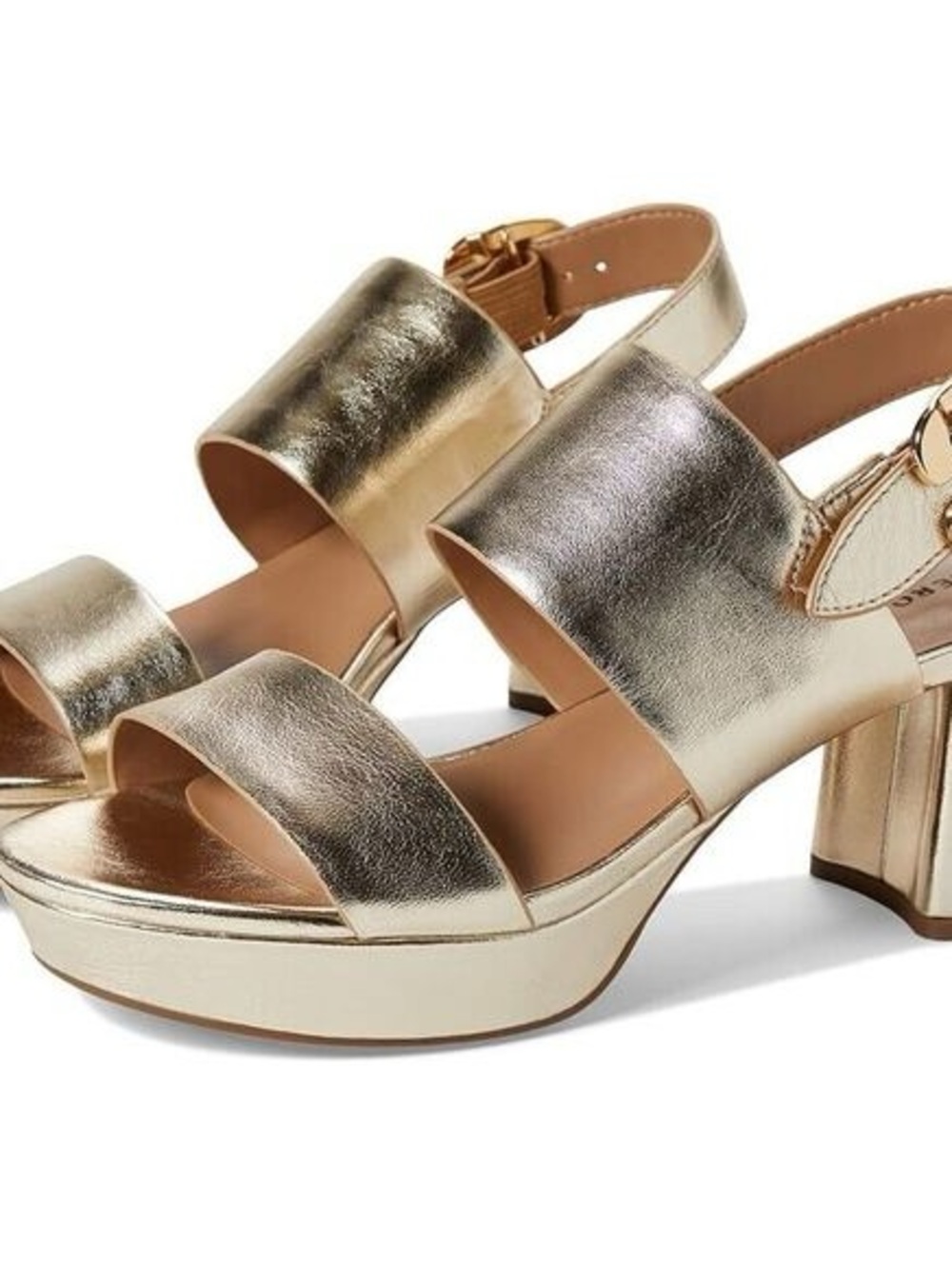 Aerosoles Camera Platform Sandals in Metallic Gold - Picture 4 of 13